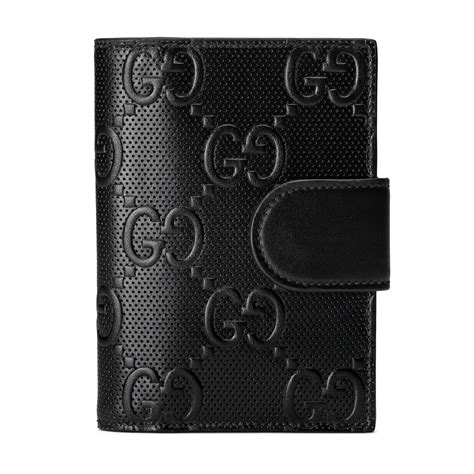 Passport case with Gucci logo in black leather 